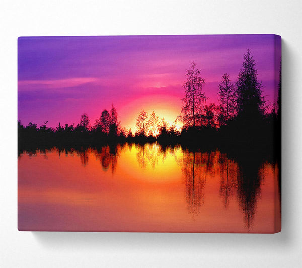  A Canvas Print of As The Sun Sets Over The Lake Canvas Wall Art