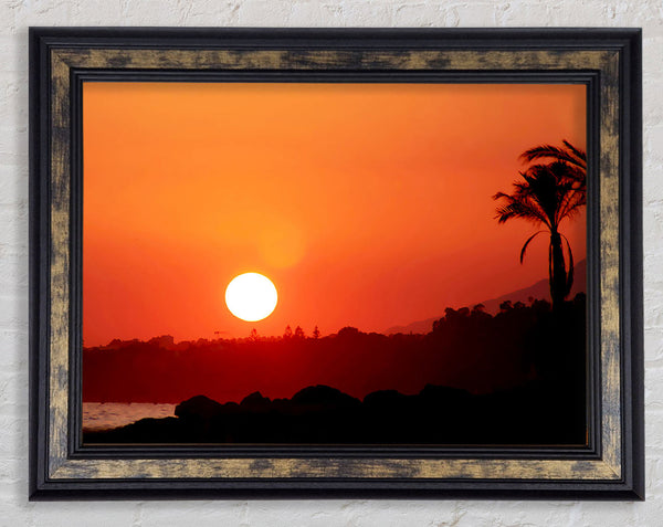 Peach Ocean Sunset Framed Print