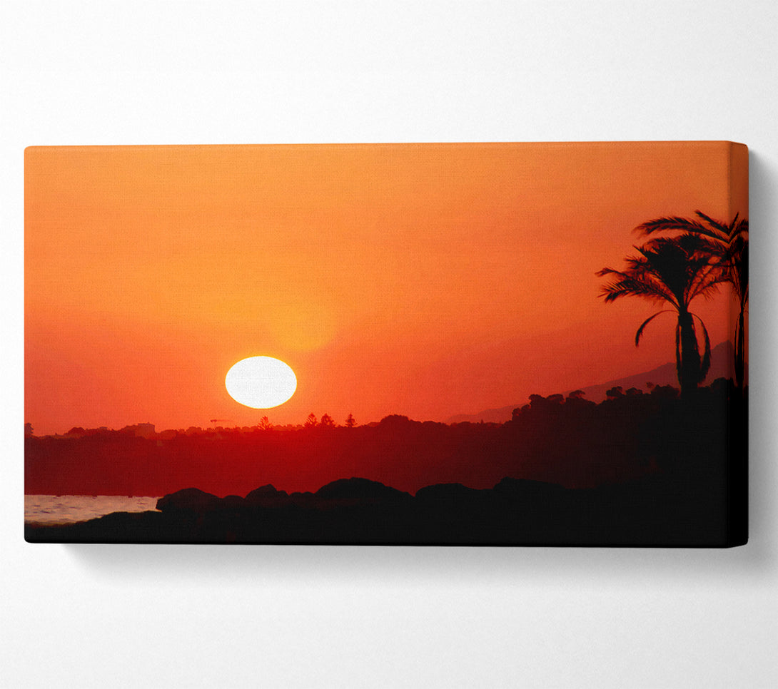 A Canvas Print of Peach Ocean Sunset Canvas Wall Art