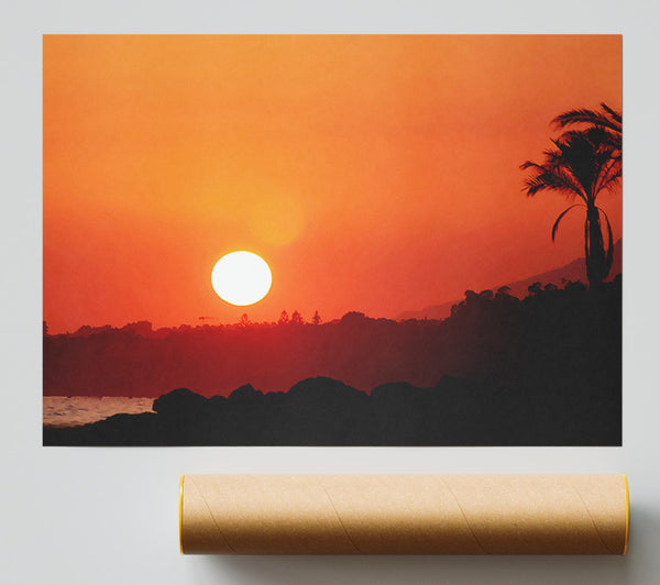 Peach Ocean Sunset Poster