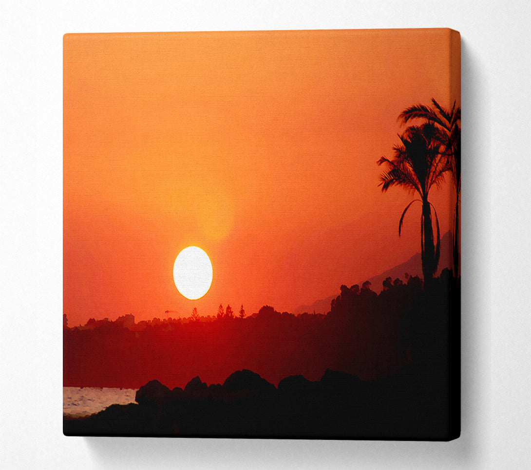  A Canvas Print of Peach Ocean Sunset Canvas Wall Art