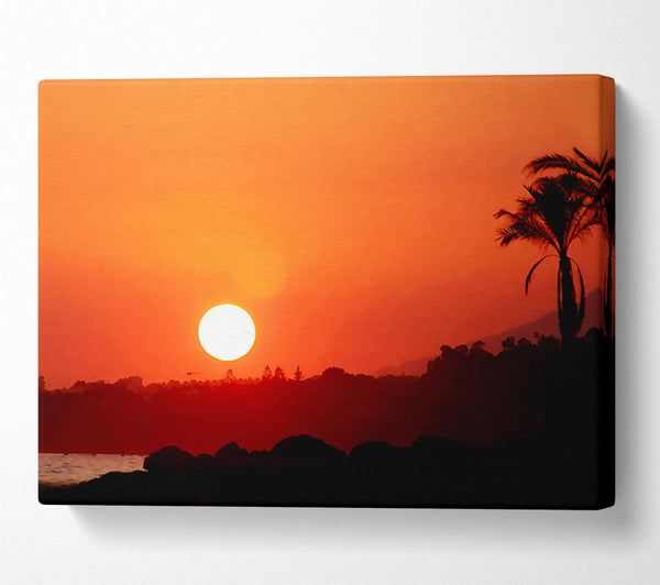  A Canvas Print of Peach Ocean Sunset Canvas Wall Art
