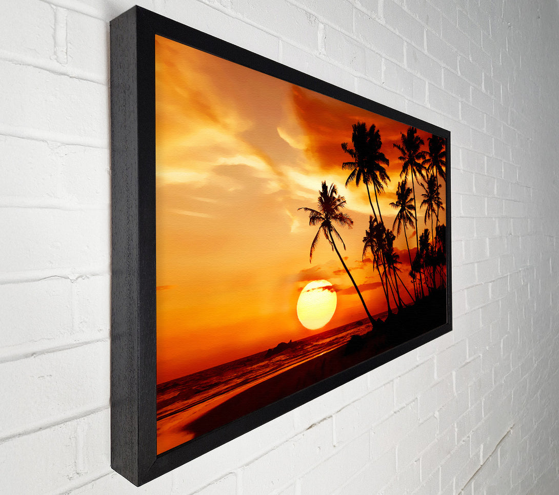  A Canvas Print of Palmtree Sunset Over The Ocean Canvas Art