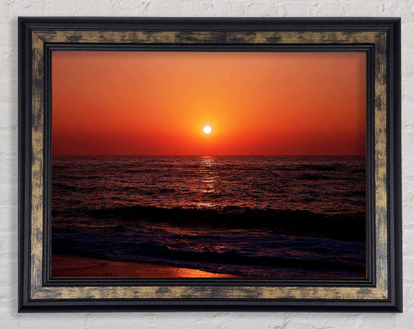 The Oceans Orange Sun Framed Print