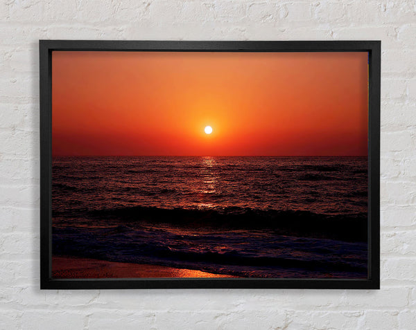 The Oceans Orange Sun Framed Print