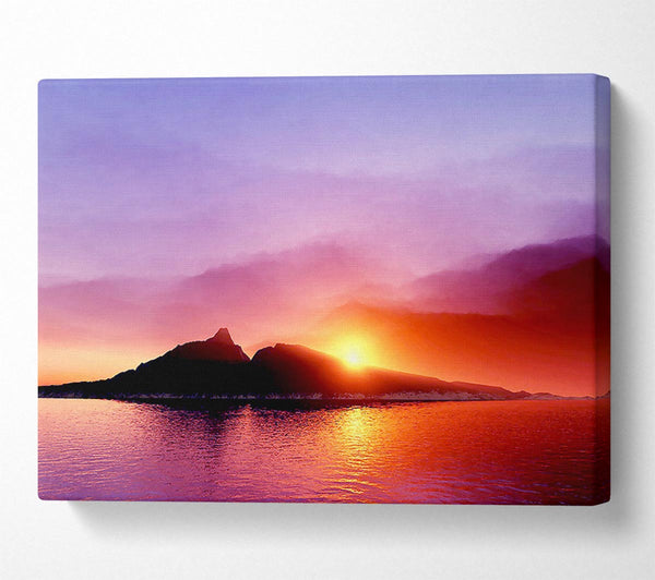  A Canvas Print of As The Sun Peeps Over The Mountain Ocean Canvas Wall Art