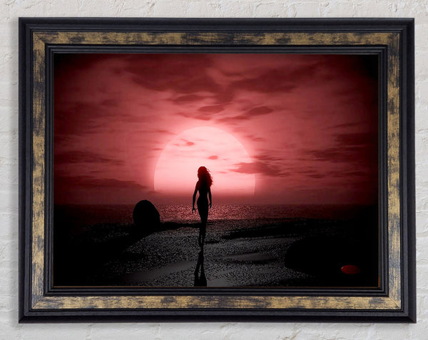 The Ocean Goddess Pink Grey Framed Print