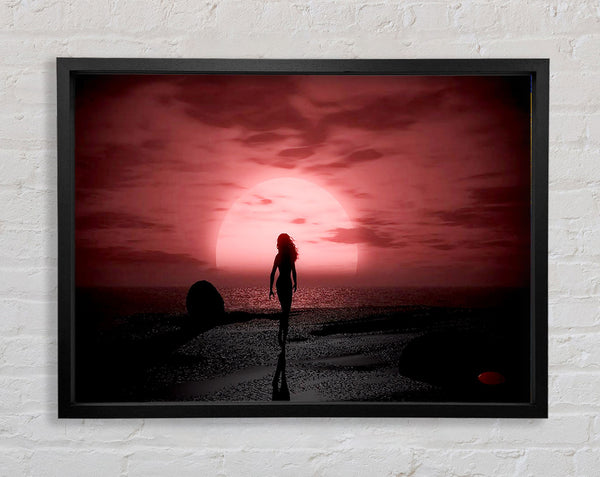 The Ocean Goddess Pink Grey Framed Print