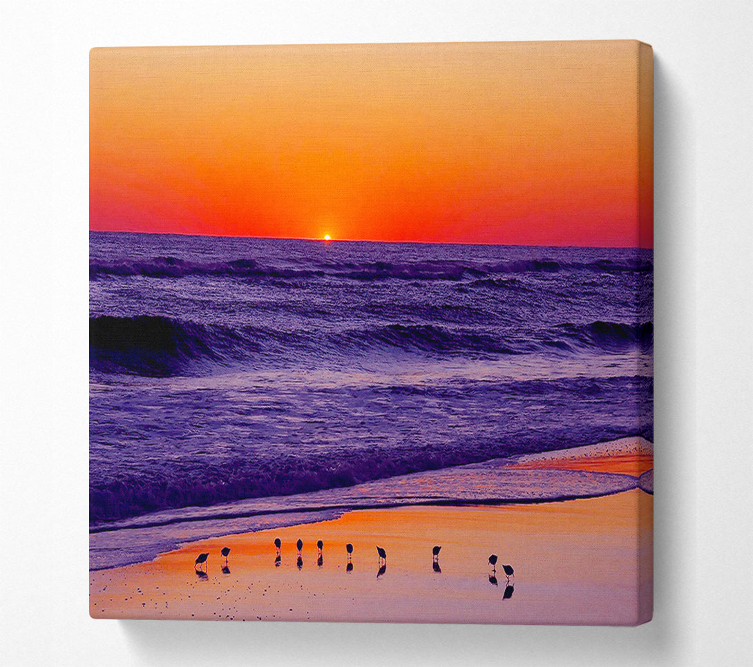 A Canvas Print of As The Sun Sets Over The Ocean Canvas Wall Art