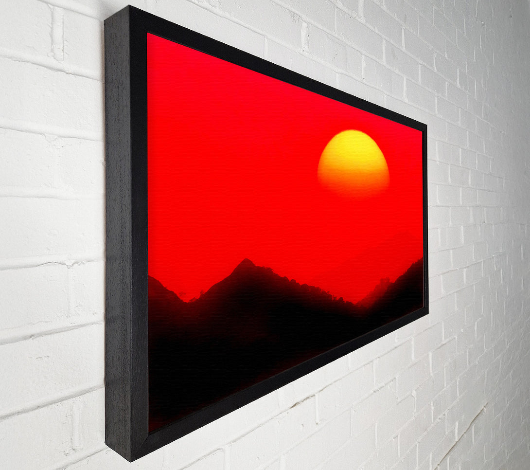  A Canvas Print of Huge Sun Over The Mountain Tops Red Canvas Art