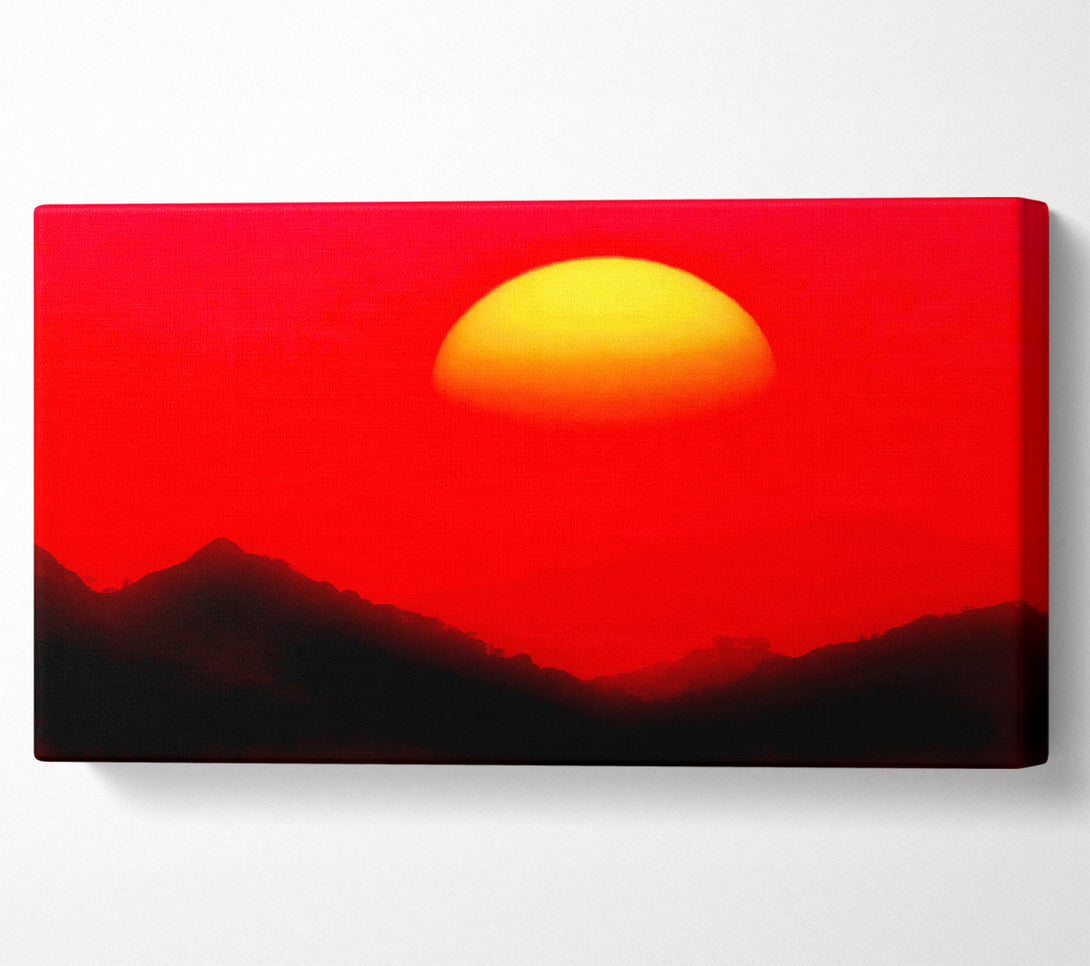  A Canvas Print of Huge Sun Over The Mountain Tops Red Canvas Art