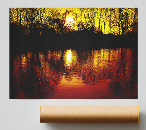 Ochre Lake Reflections At Sunset Giclee Print