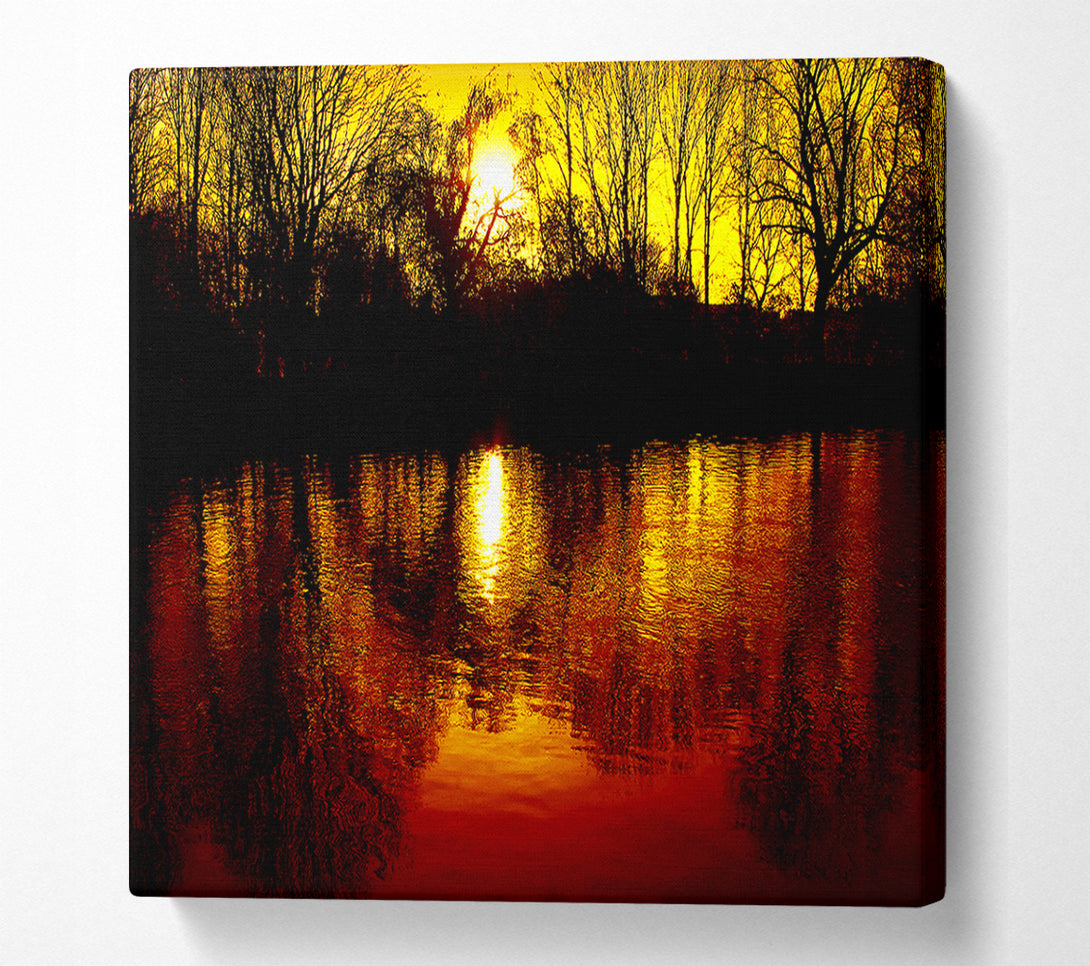  A Canvas Print of Ochre Lake Reflections At Sunset Canvas Print