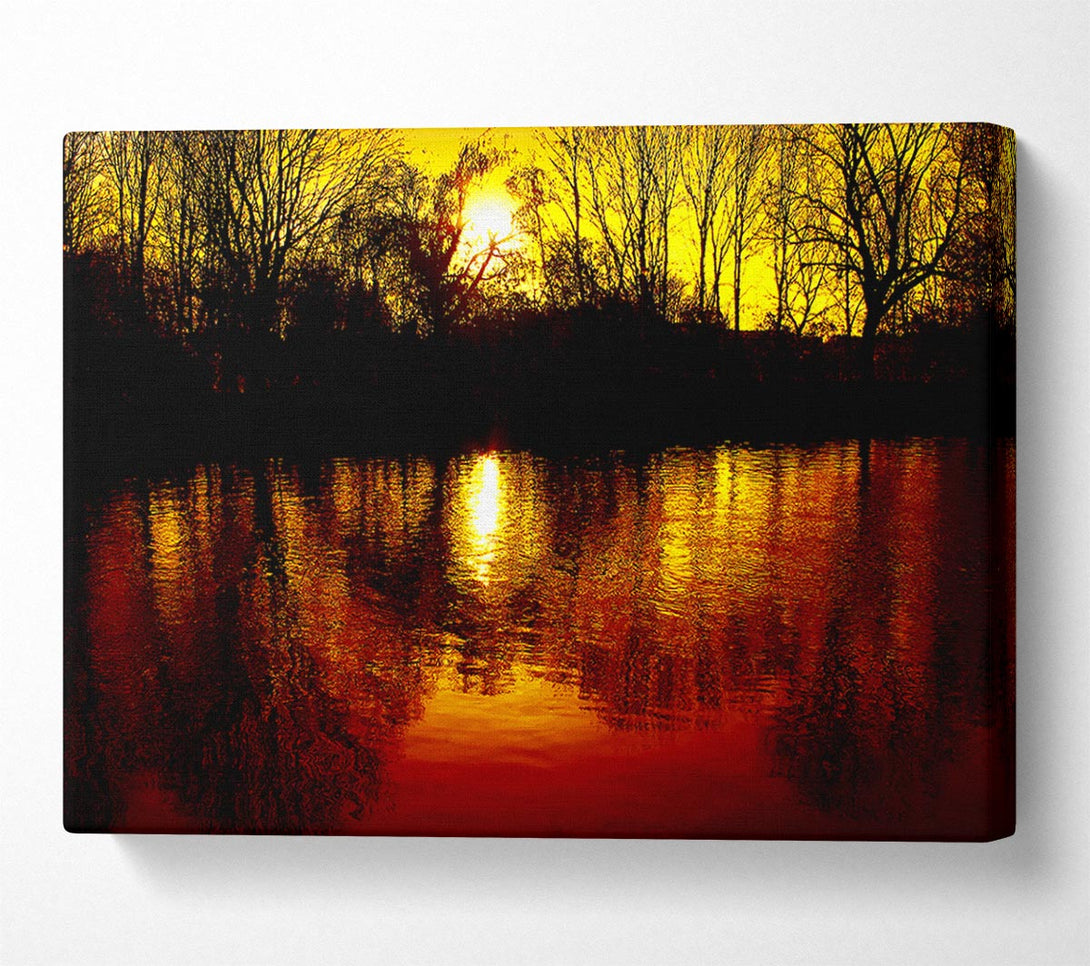  A Canvas Print of Ochre Lake Reflections At Sunset Canvas Print