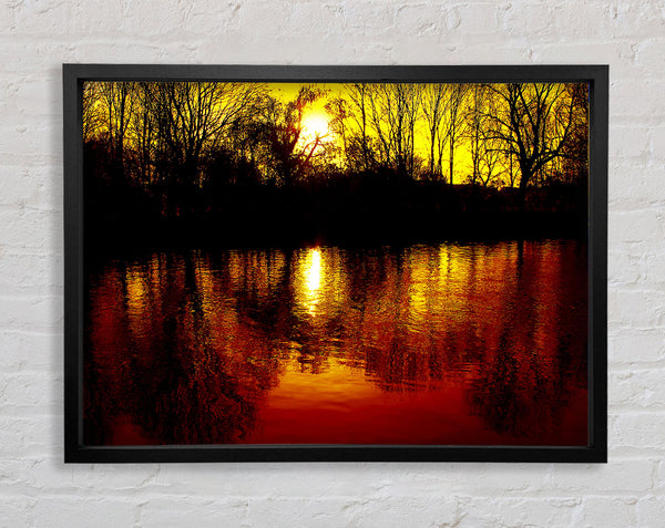 Ochre Lake Reflections At Sunset Framed Print