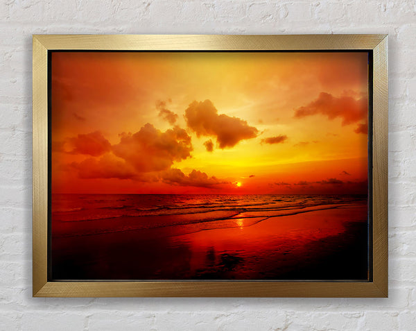 Distant Sunset Ocean Framed Print