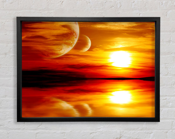 Stunning Planet Sunset Framed Print