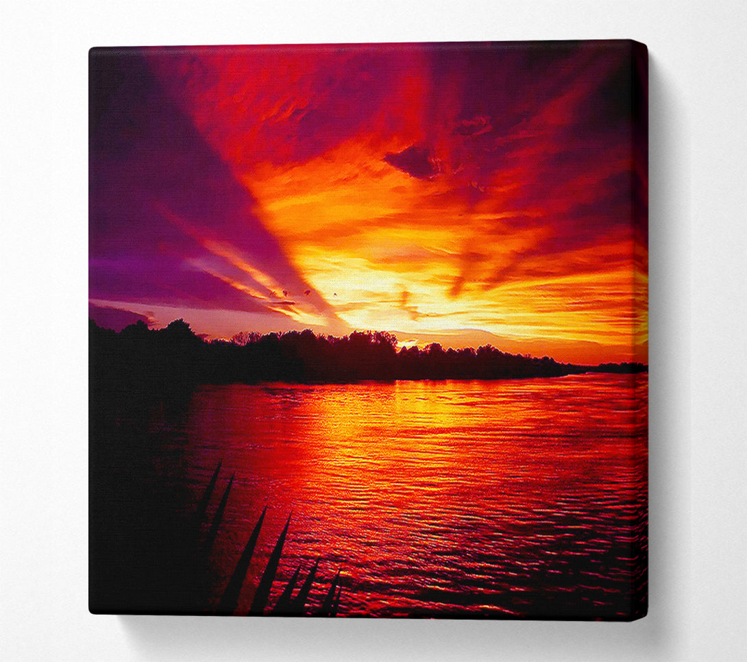  A Canvas Print of Red Mountain Lake 02 Canvas Art