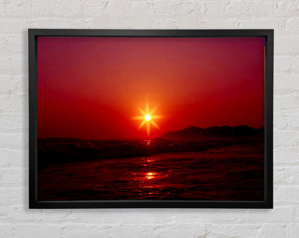 Sunstar Red Framed Print