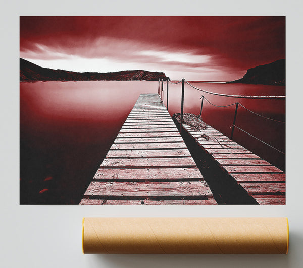 Red Abstract Pier Poster