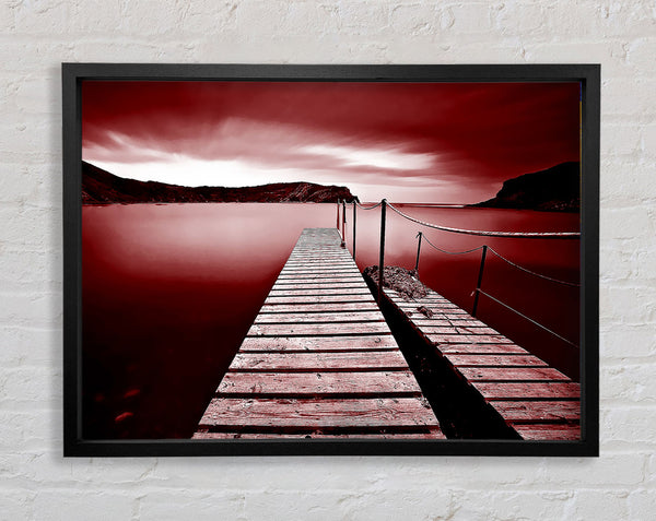 Red Abstract Pier Framed Print