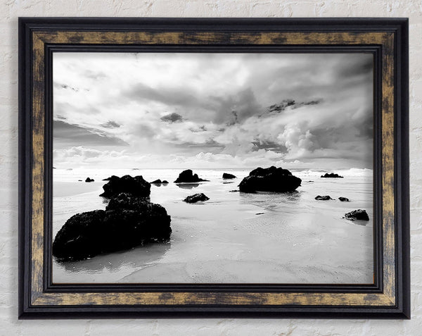 Until The Tide Returns B n W Framed Print