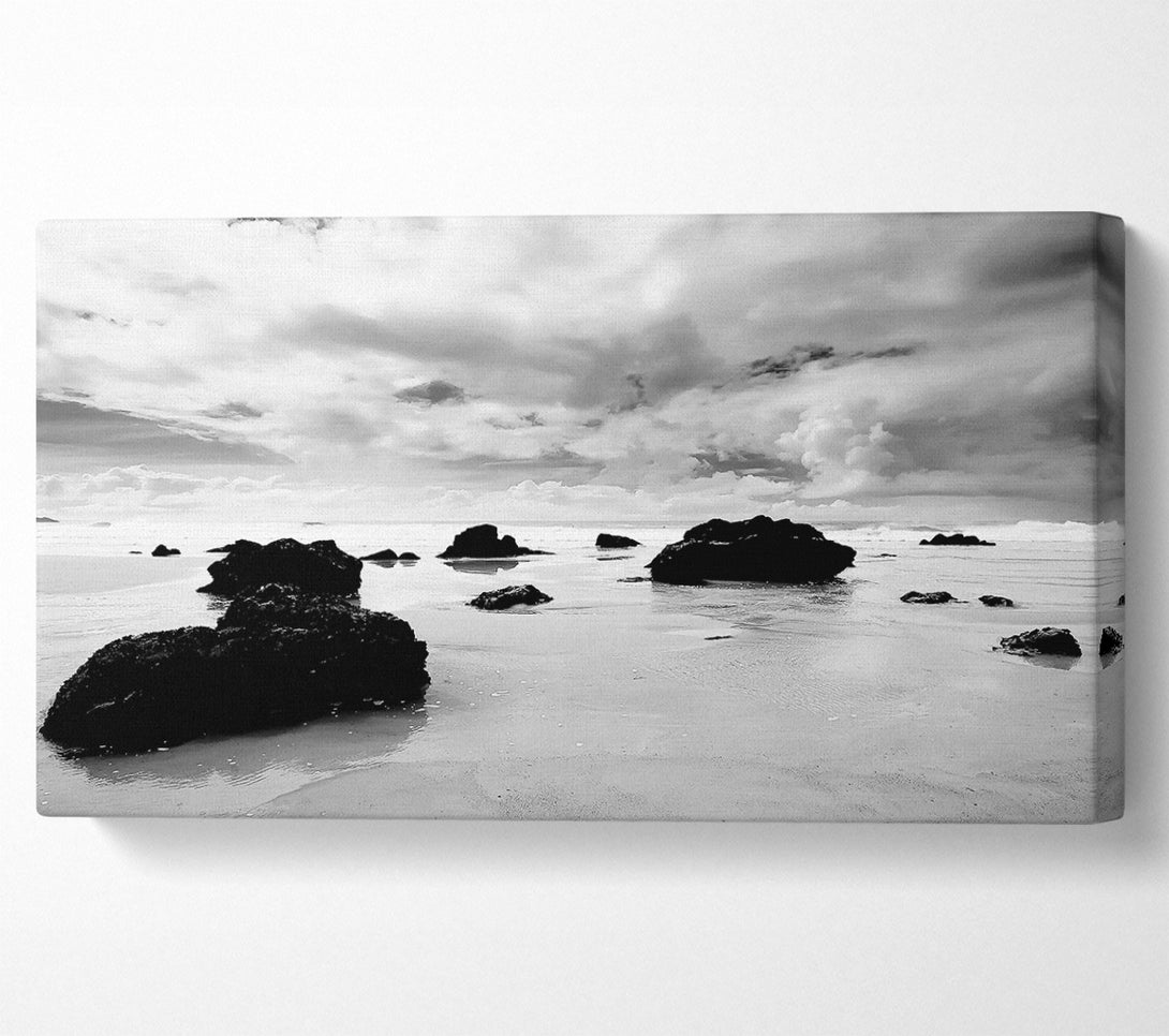  A Canvas Print of Until The Tide Returns B n W Canvas Art