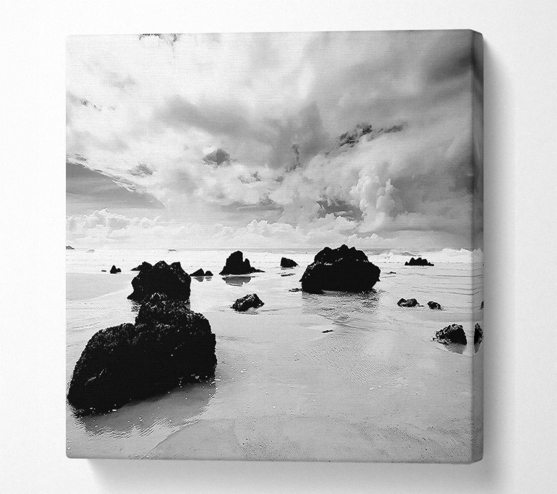  A Canvas Print of Until The Tide Returns B n W Canvas Art