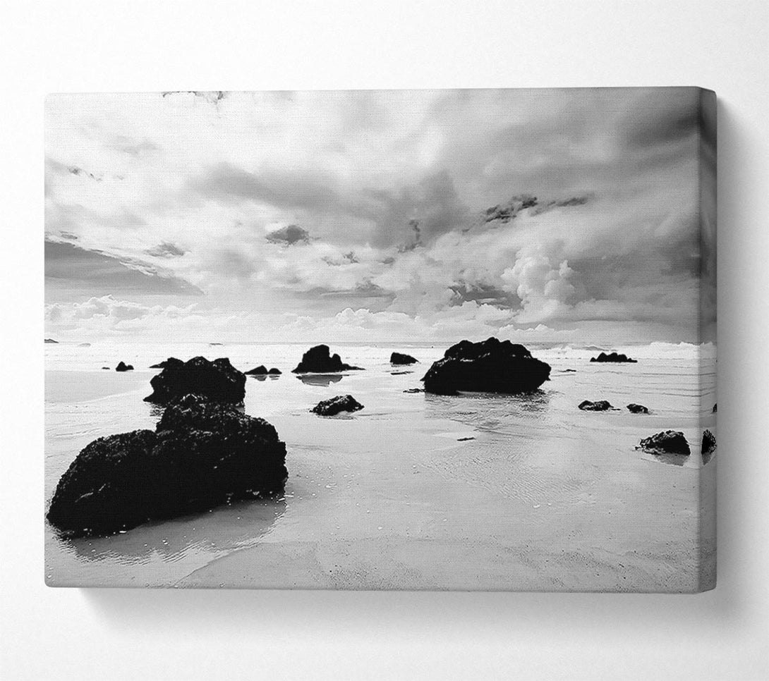  A Canvas Print of Until The Tide Returns B n W Canvas Art