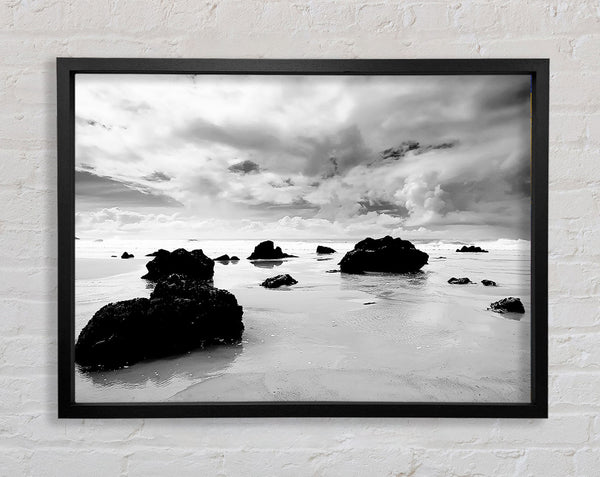 Until The Tide Returns B n W Framed Print
