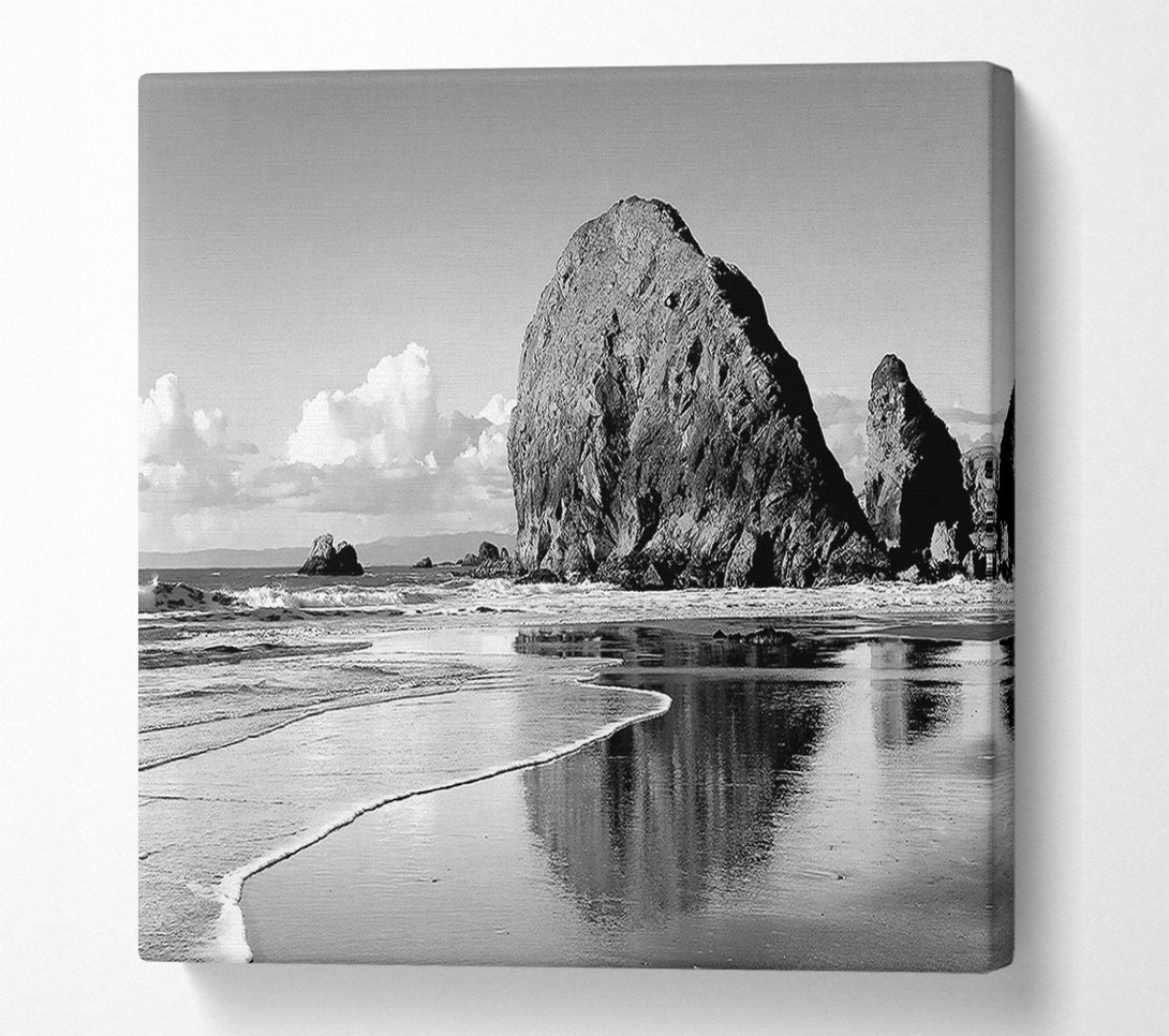  A Canvas Print of Beach Rocks B n W Canvas Wall Art