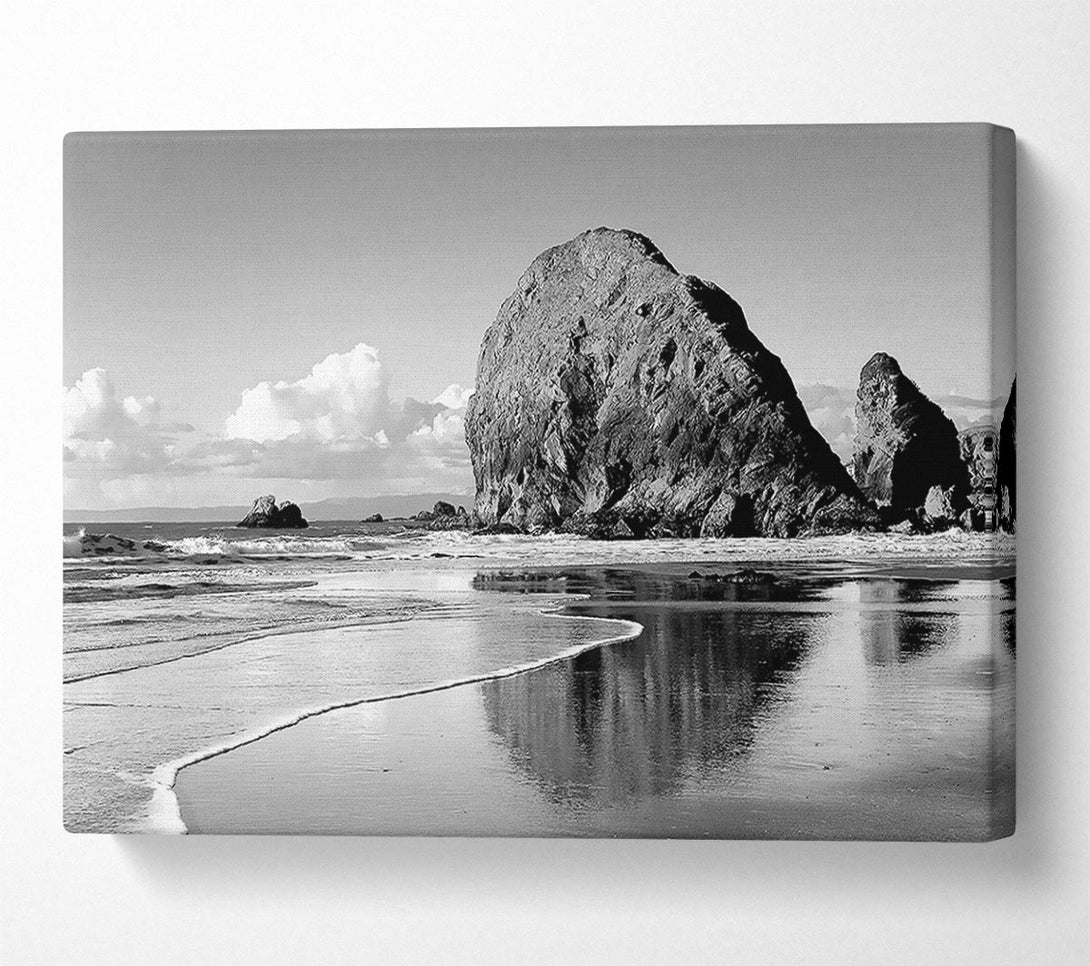 A Canvas Print of Beach Rocks B n W Canvas Wall Art