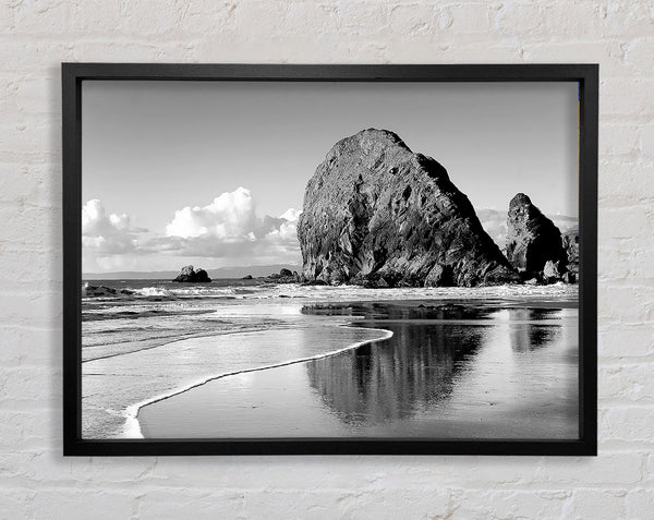 Beach Rocks B n W Framed Print