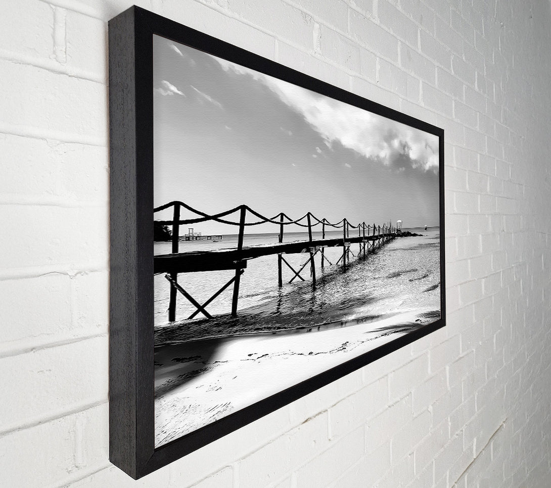  A Canvas Print of White Sand Pier B n W Canvas Art