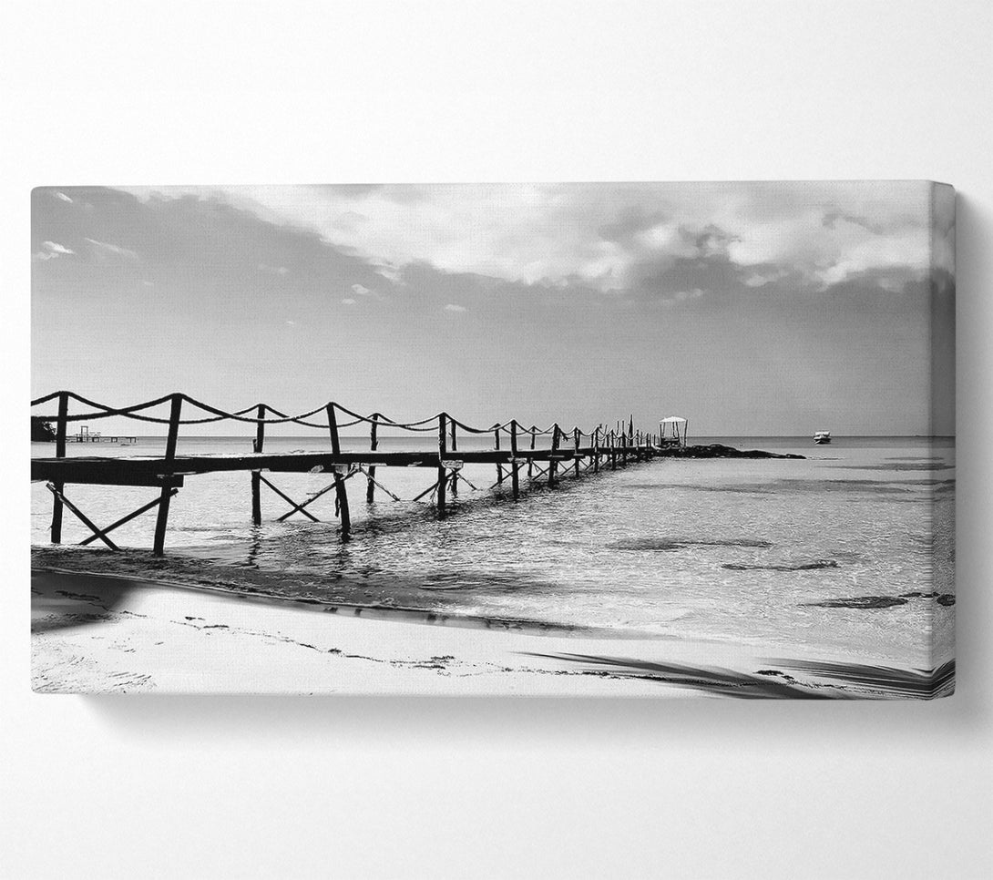  A Canvas Print of White Sand Pier B n W Canvas Art