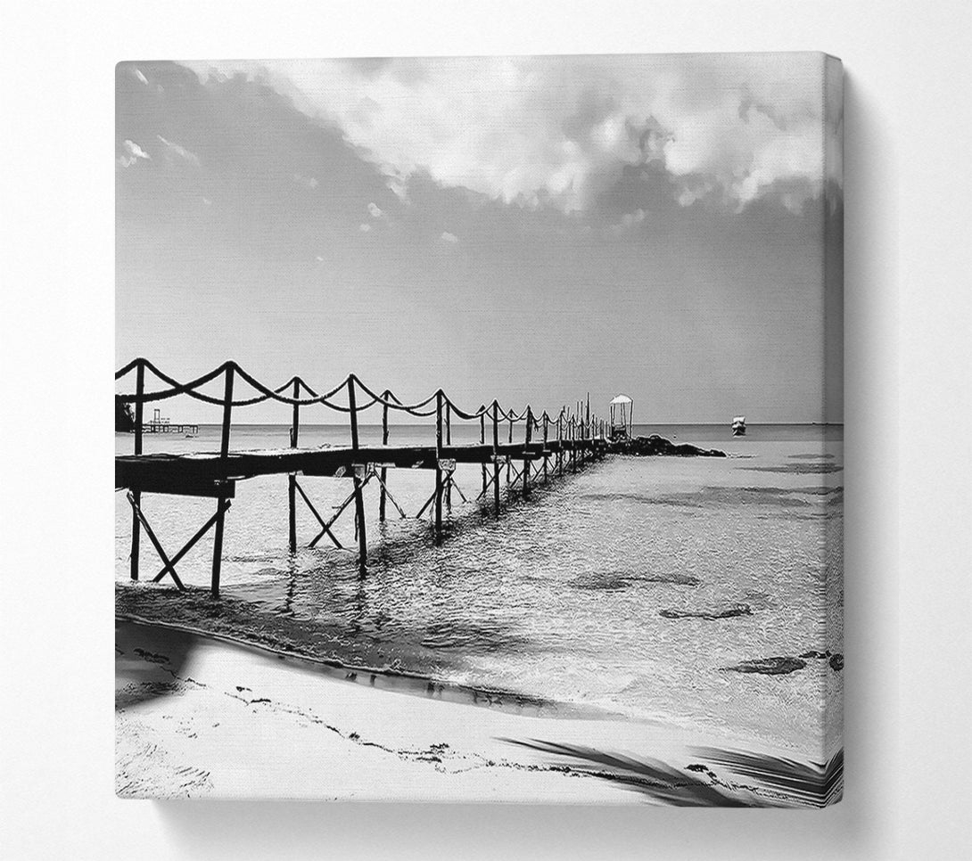  A Canvas Print of White Sand Pier B n W Canvas Art
