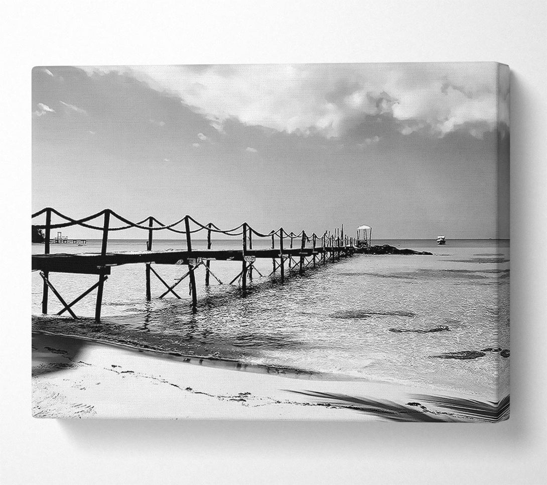  A Canvas Print of White Sand Pier B n W Canvas Art