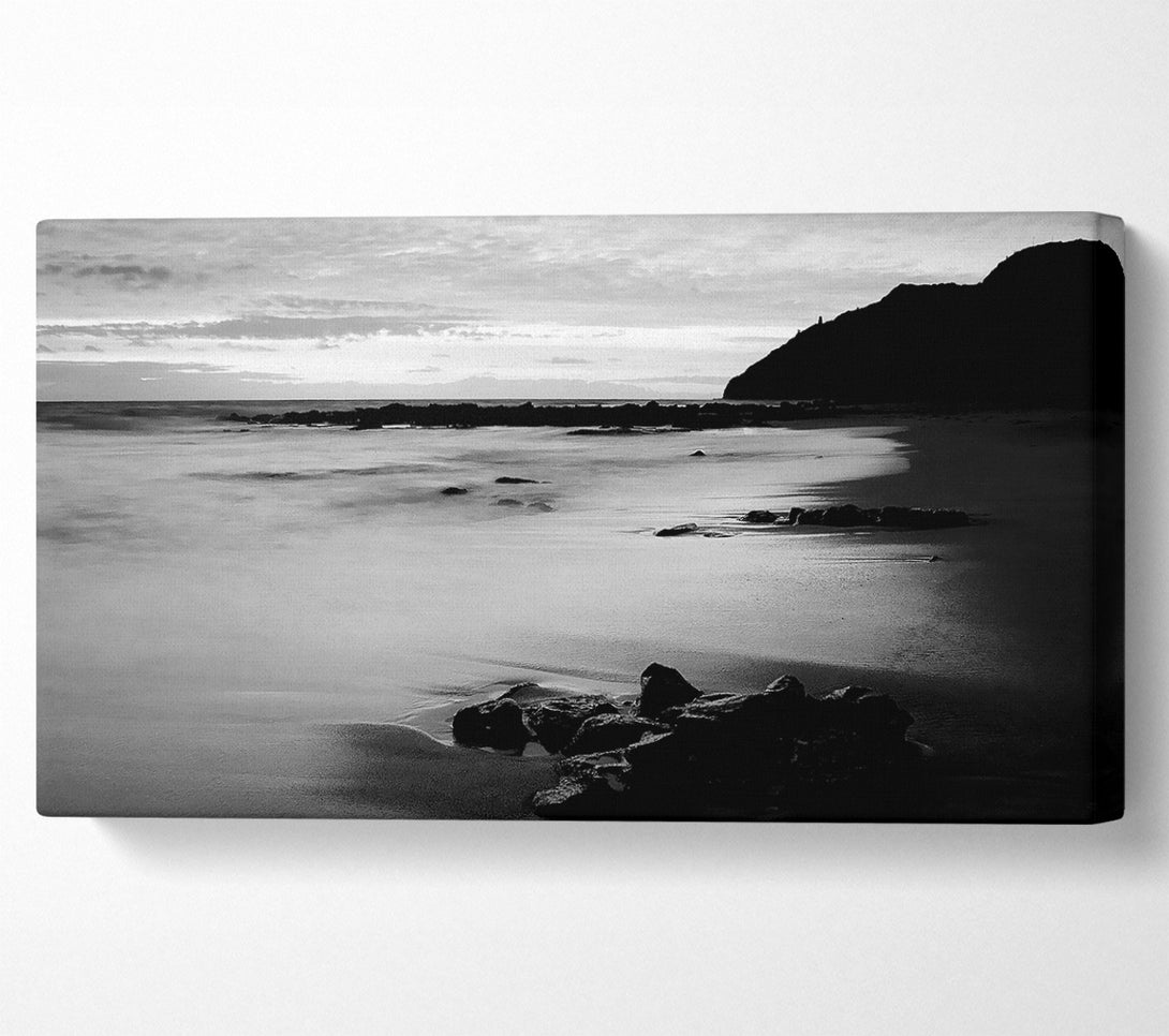  A Canvas Print of Sunset Tides B n W Canvas Wall Art