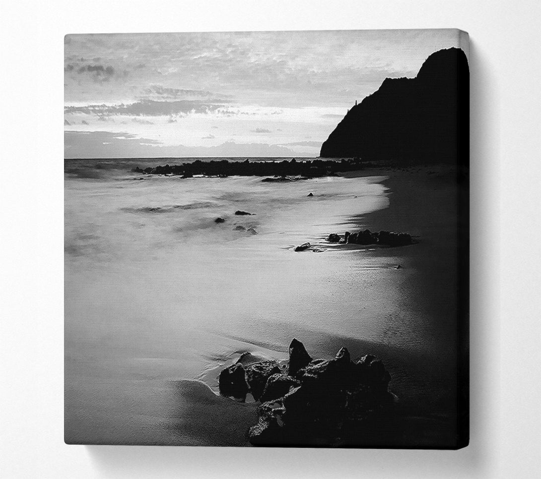  A Canvas Print of Sunset Tides B n W Canvas Wall Art