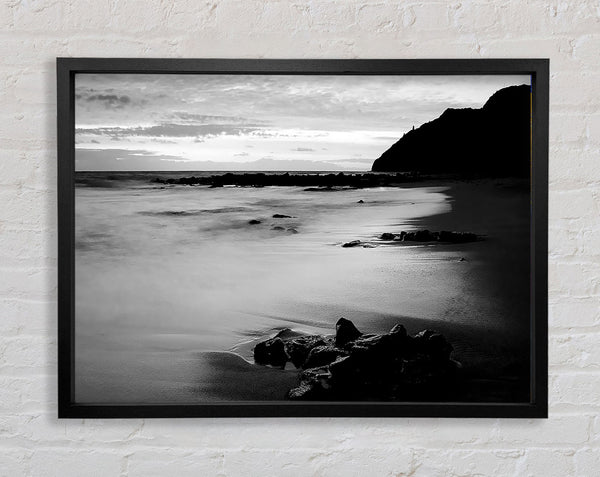 Sunset Tides B n W Framed Print
