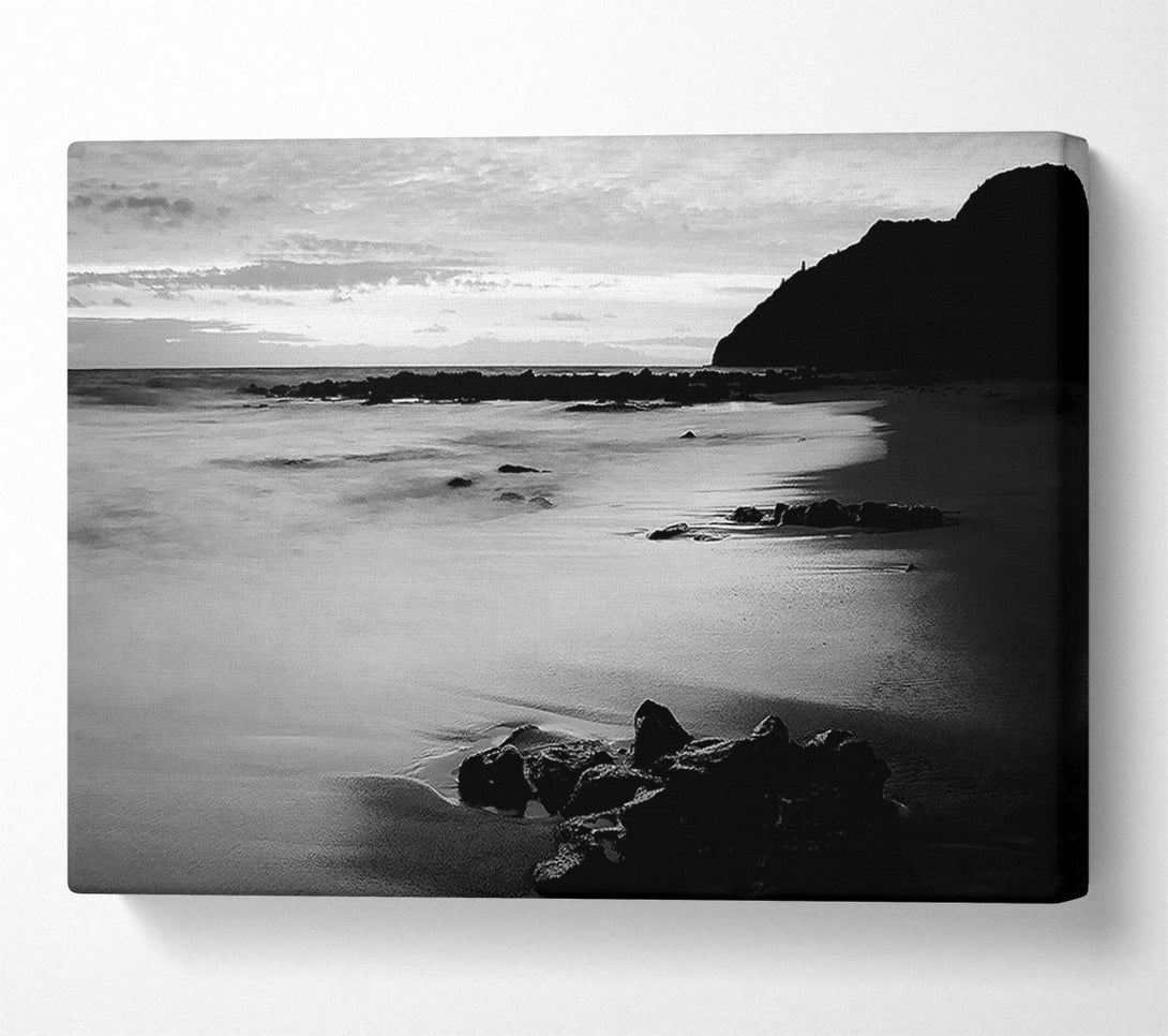  A Canvas Print of Sunset Tides B n W Canvas Wall Art