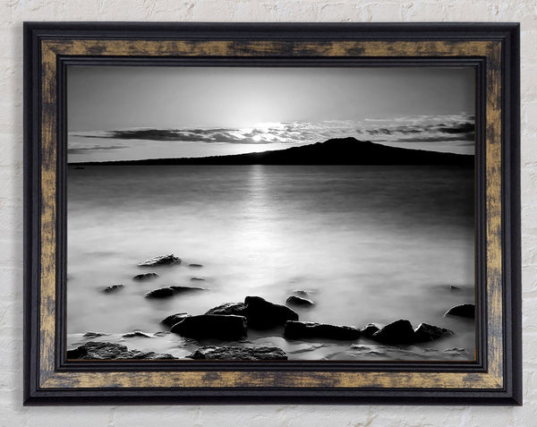 Ocean Mist Reflections B n W Framed Print