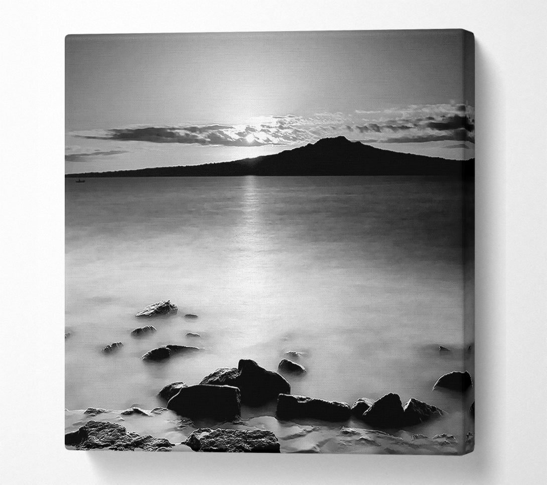  A Canvas Print of Ocean Mist Reflections B n W Canvas Art