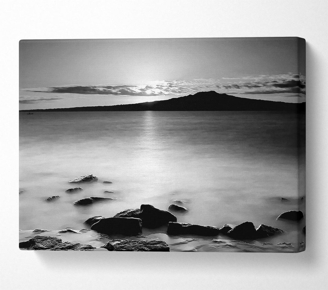  A Canvas Print of Ocean Mist Reflections B n W Canvas Art