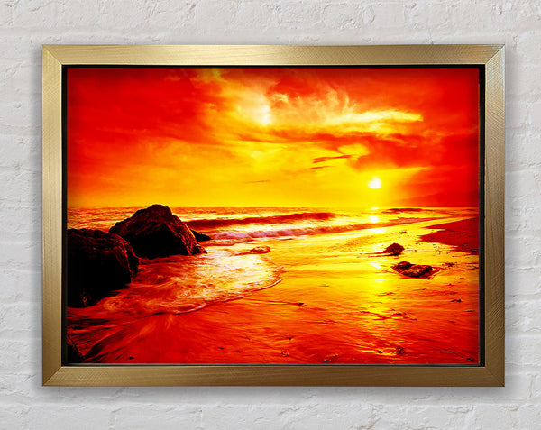 Blazing Orange Seas Framed Print