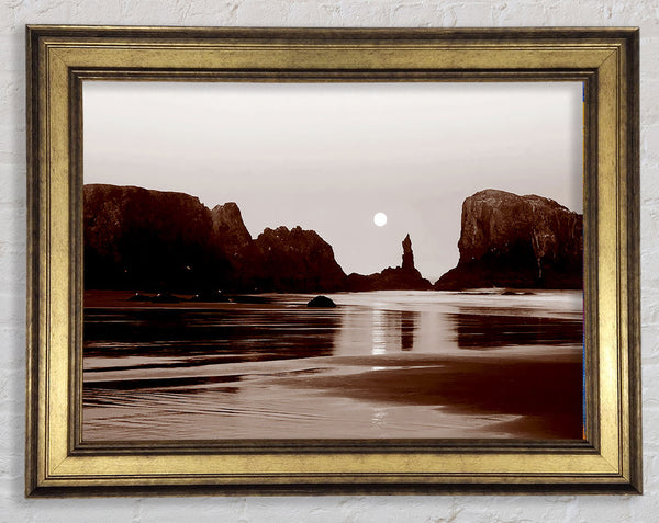 Chocolate Ocean Rocks Framed Print
