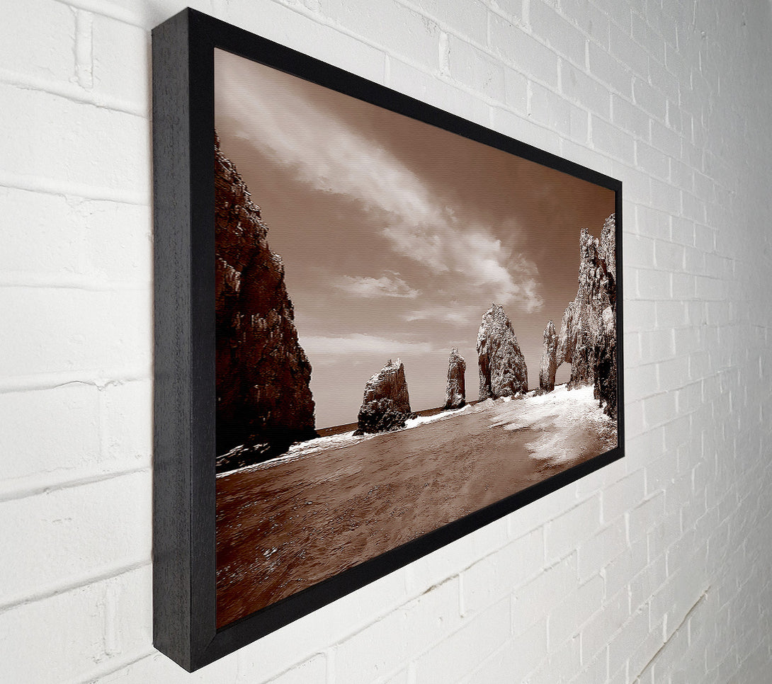  A Canvas Print of Brown Rocks In The Ocean Canvas Wall Art