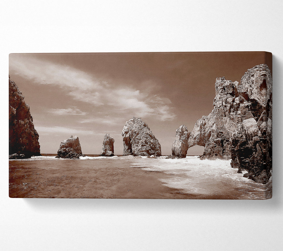  A Canvas Print of Brown Rocks In The Ocean Canvas Wall Art