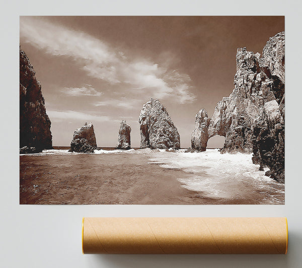 Brown Rocks In The Ocean Giclee Print