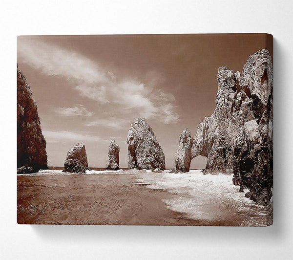  A Canvas Print of Brown Rocks In The Ocean Canvas Wall Art